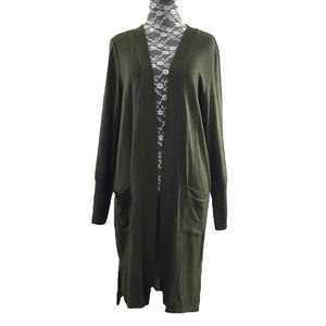 Market & Spruce Green Hadley Brushed Knit Duster Length Cardigan Womens Large